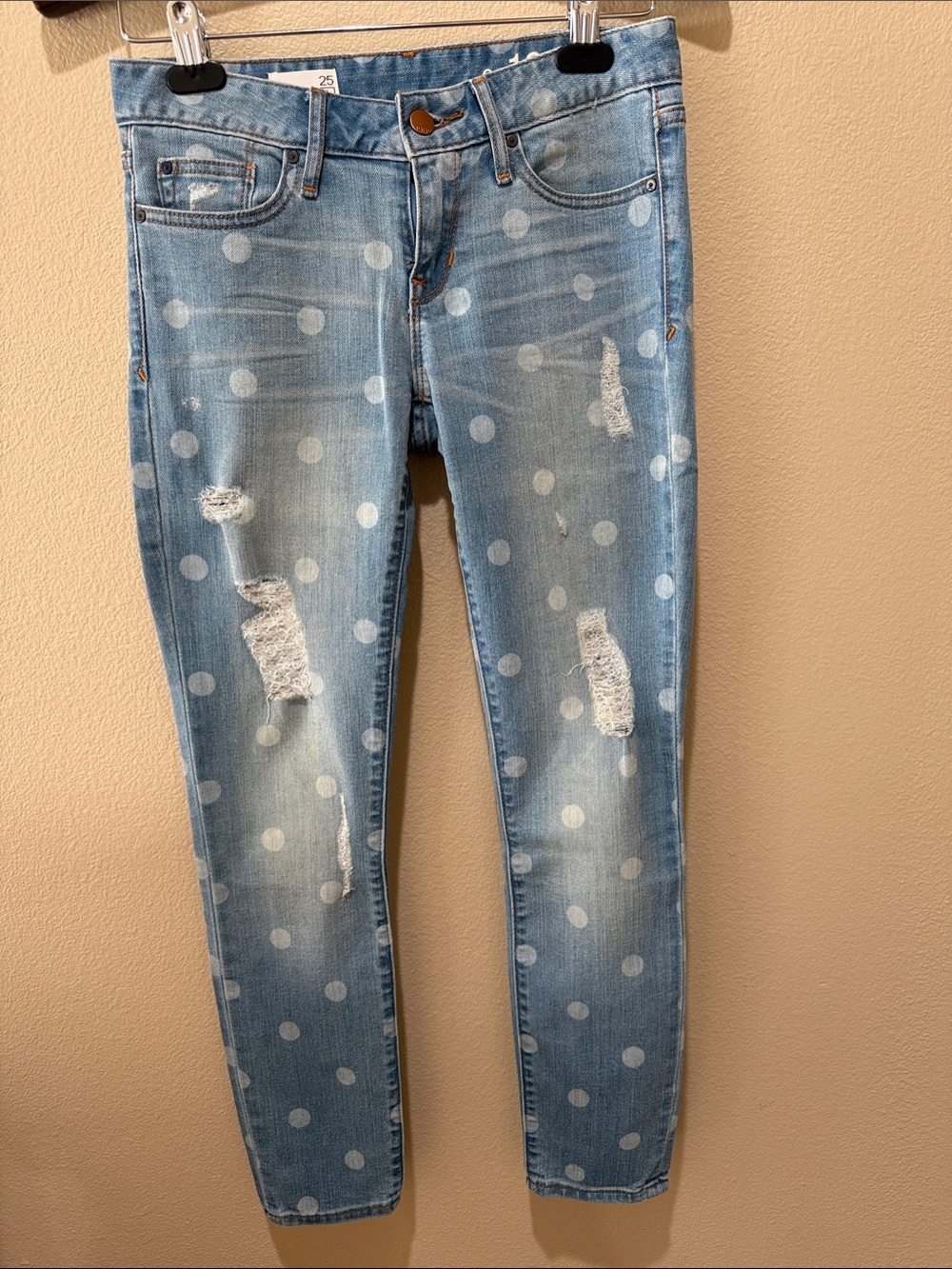 GAP Light Blue Polka Dot Skinny Jeans